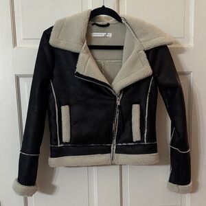 Altar'd State Black and Cream Teddy Jacket